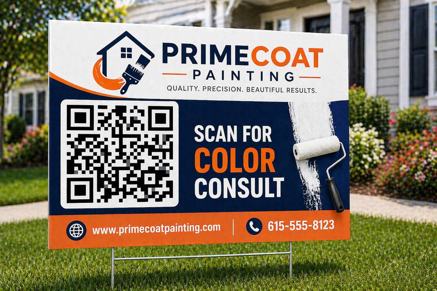 Painting yard sign with QR code