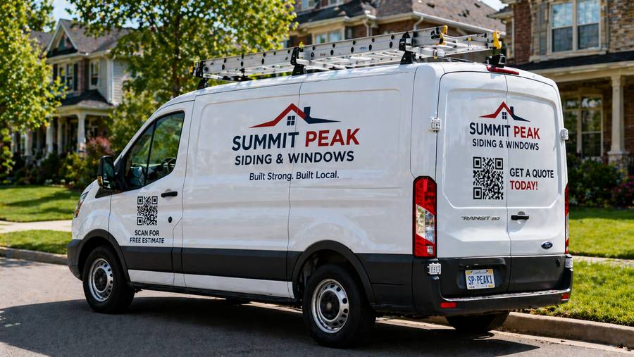 Service van with QR codes on both sides